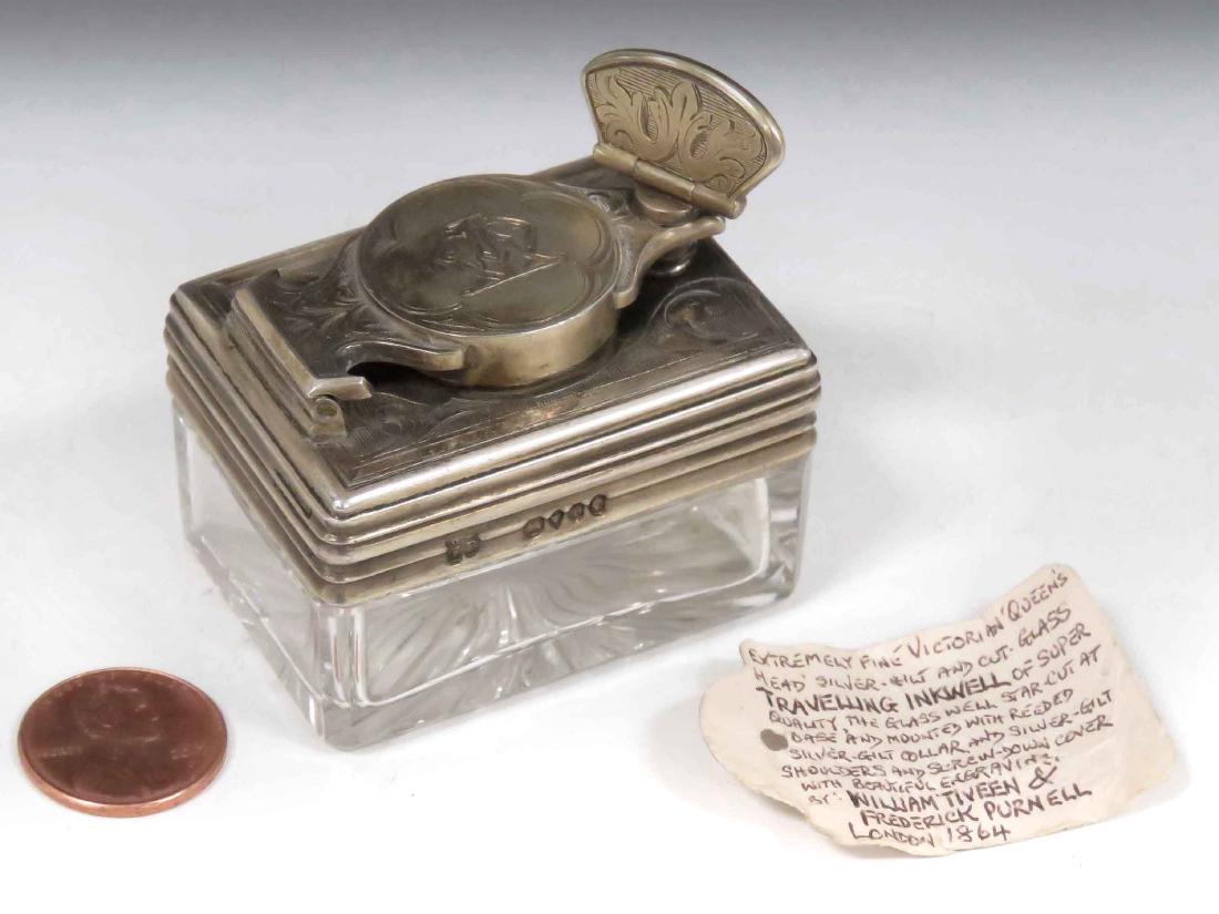 LOT (2) LONDON STERLING TRAVELING INKWELL, WILLIAM (1 of 6)