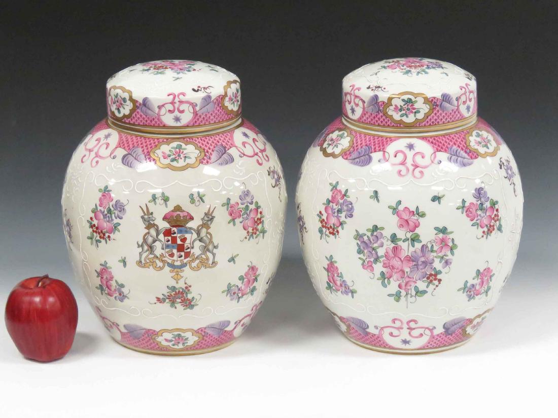 PAIR SAMPSON FAMILLE ROSE DECORATED PORCELAIN COVERED (1 of 5)