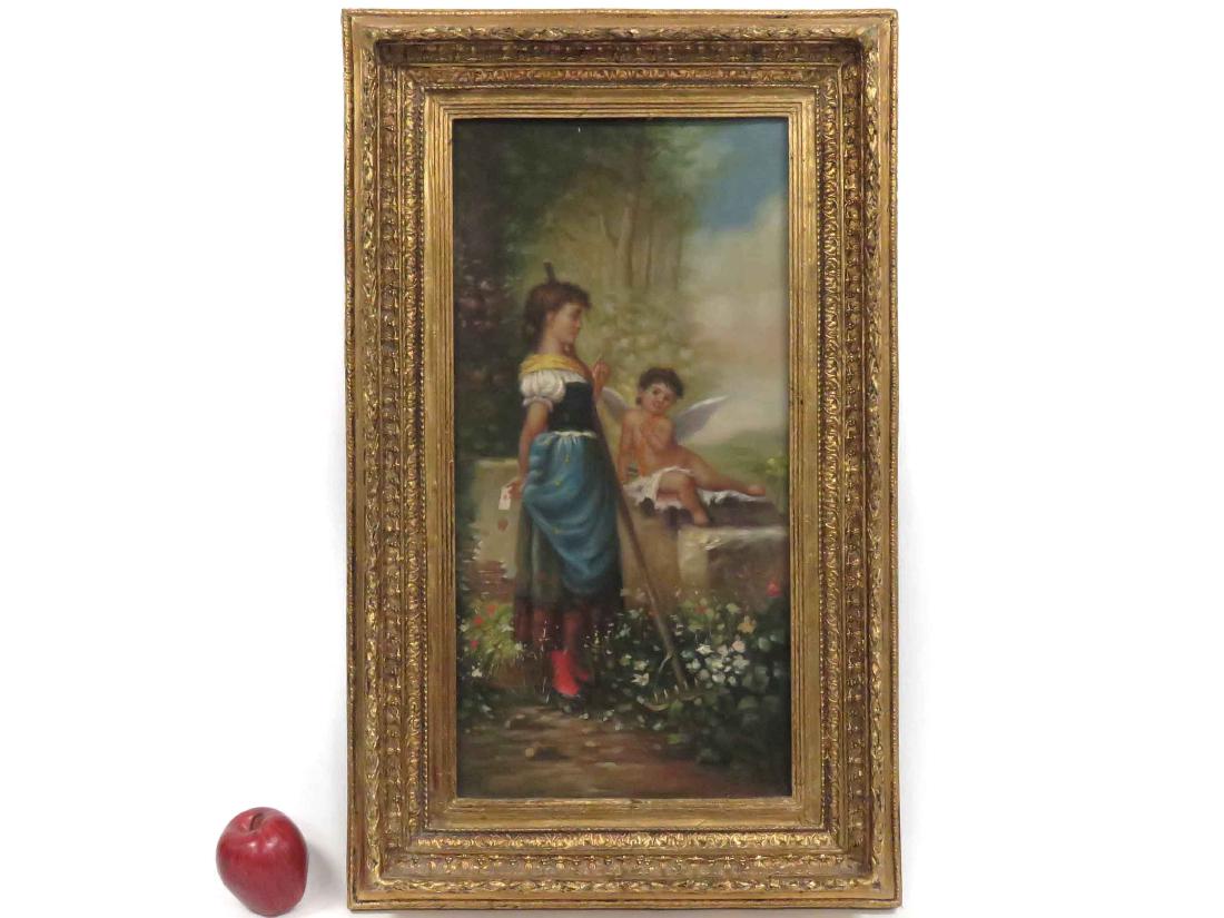 ENGLISH SCHOOL (20TH CENTURY) OIL ON PANEL, CUPID IN (1 of 4)