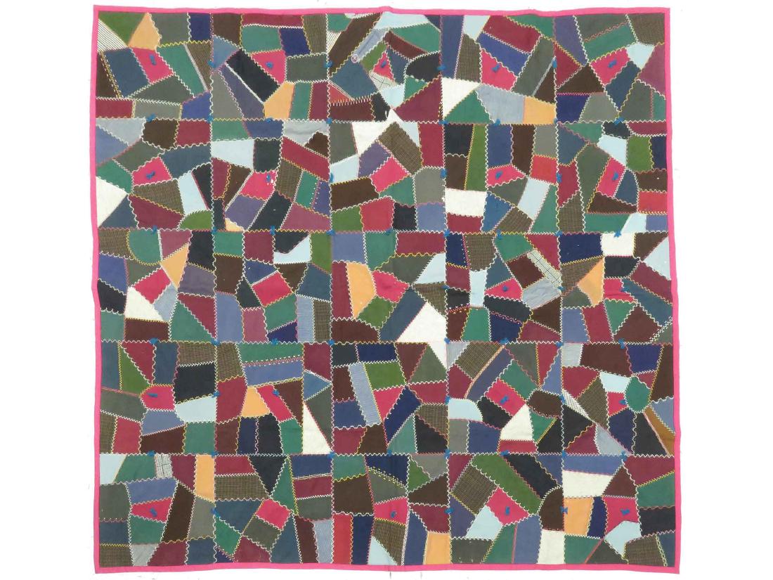 VINTAGE "CRAZY" QUILT. 65 X 72" (1 of 6)