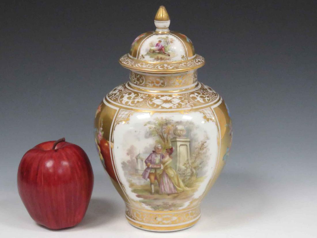 DRESDEN DECORATED PORCELAIN COVERED JAR, 19/20TH (1 of 6)