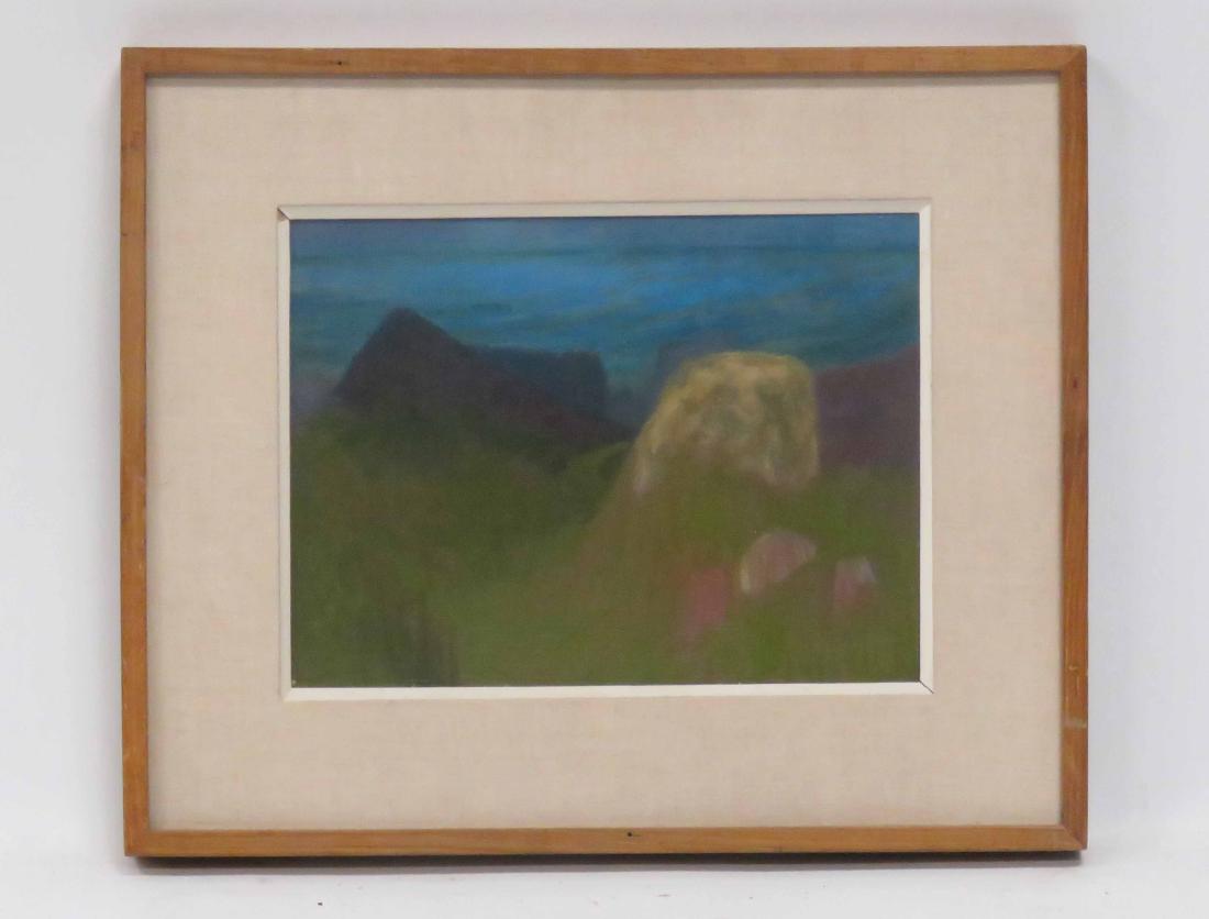 ROBERT ANGELOCH (AMERICAN 1922-2011), OIL ON PANEL,: ROBERT ANGELOCH (AMERICAN 1922-2011), OIL ON PANEL, "COVE AT EVENING", SIGNED AND TITLED 1961. 12 X 16"; FRAMED 20 X 24"