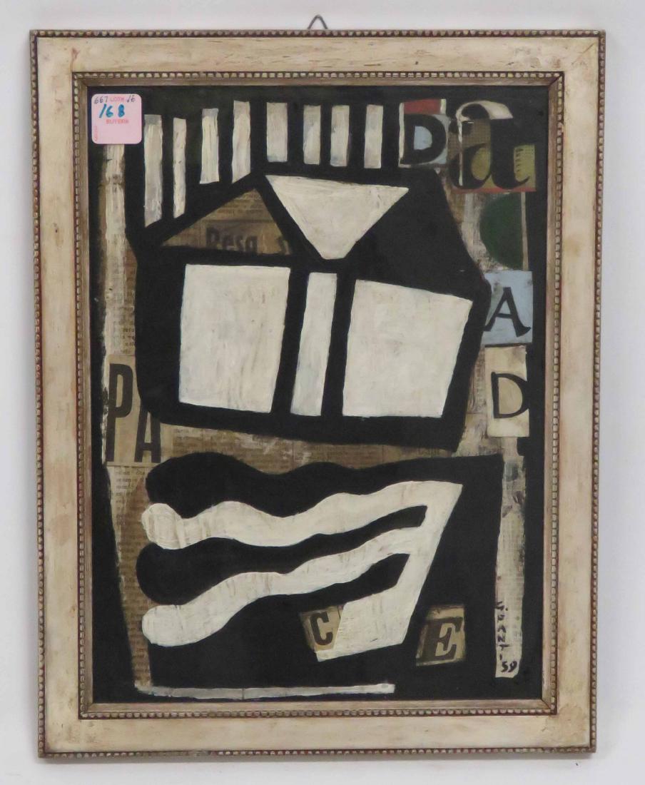 ITALIAN SCHOOL (20TH CENTURY), GOUACHE AND COLLAGE ON (1 of 2)