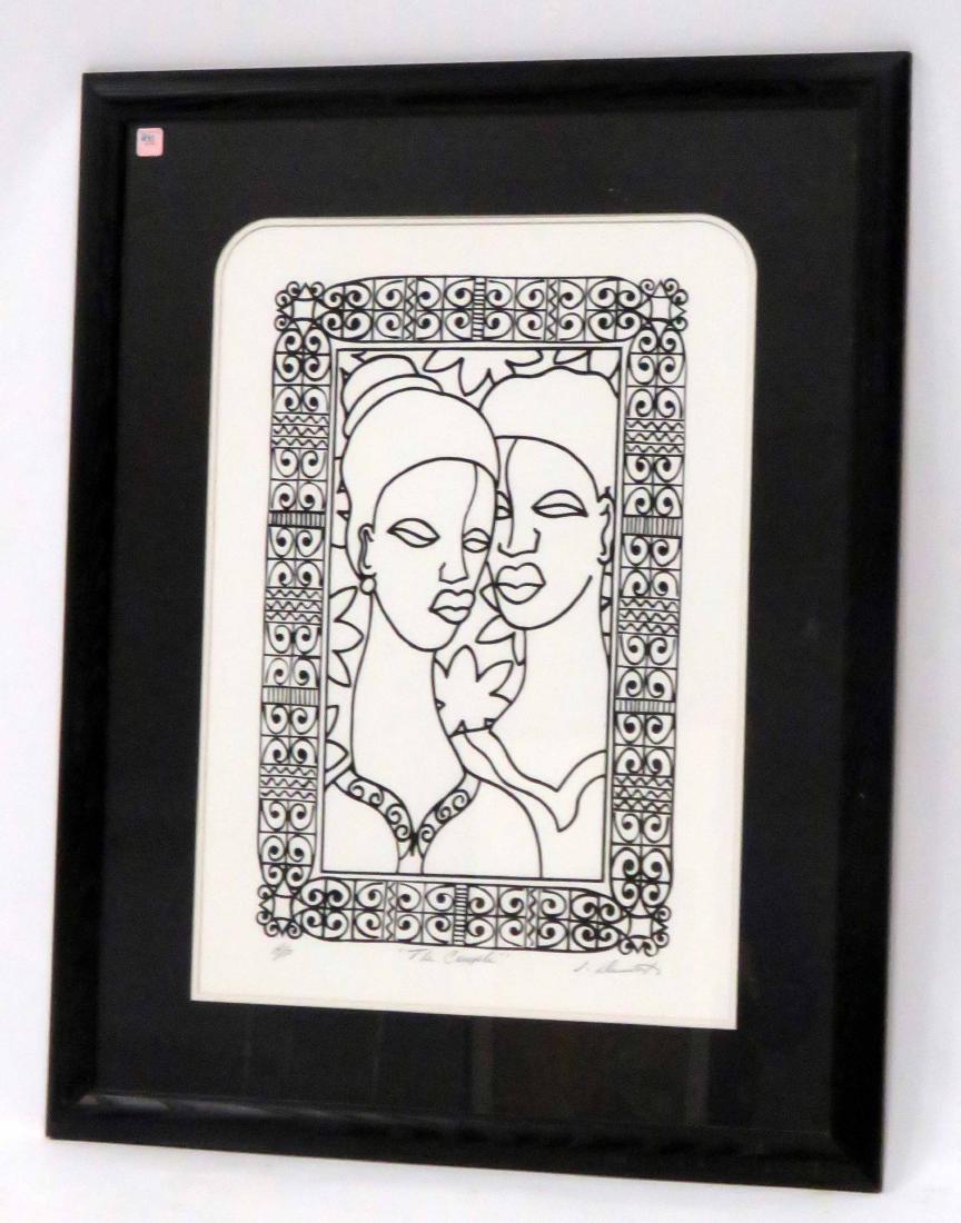 JAMES DENMARK (AMERICAN 1936-), WOODCUT, "THE COUPLE", (1 of 1)