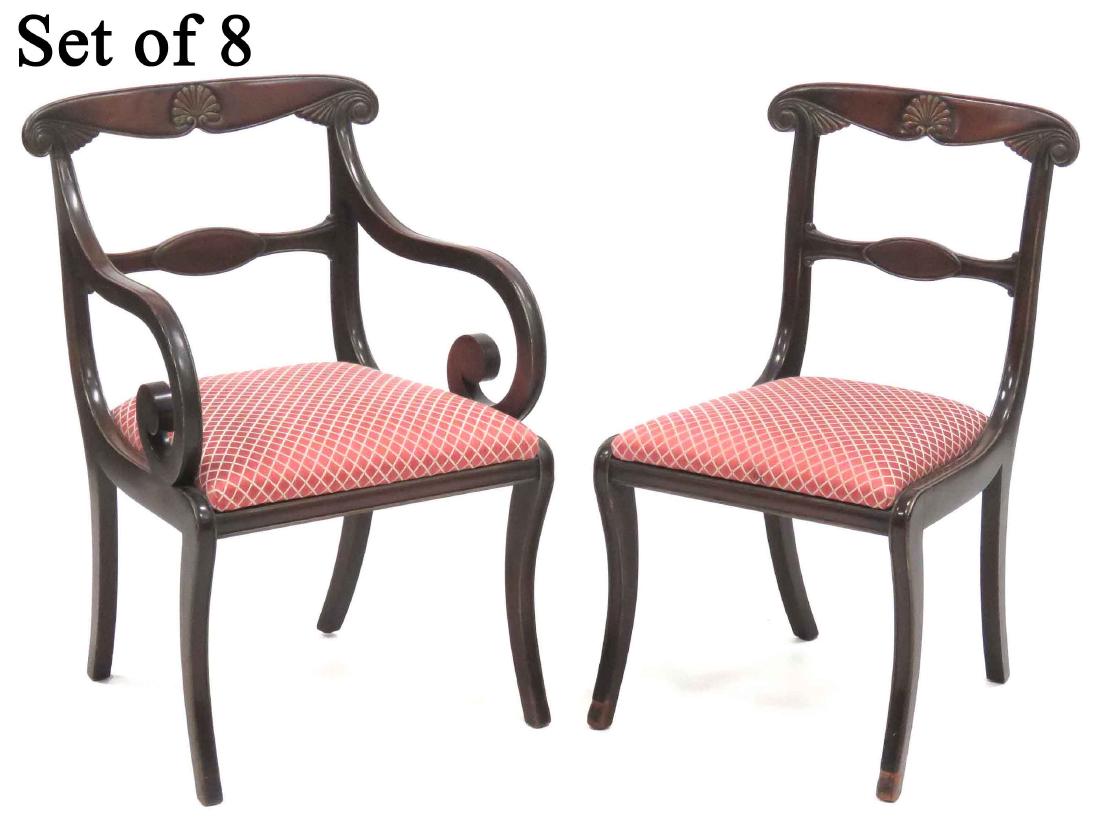 SET (8) KITTINGER REGENCY STYLE CARVED MAHOGANY DINING (1 of 2)