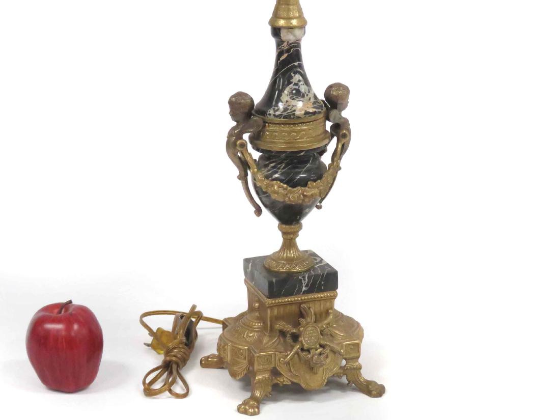 FRENCH GILT METAL/MARBLE FIGURAL TABLE LAMP. HEIGHT 17"; (1 of 4)