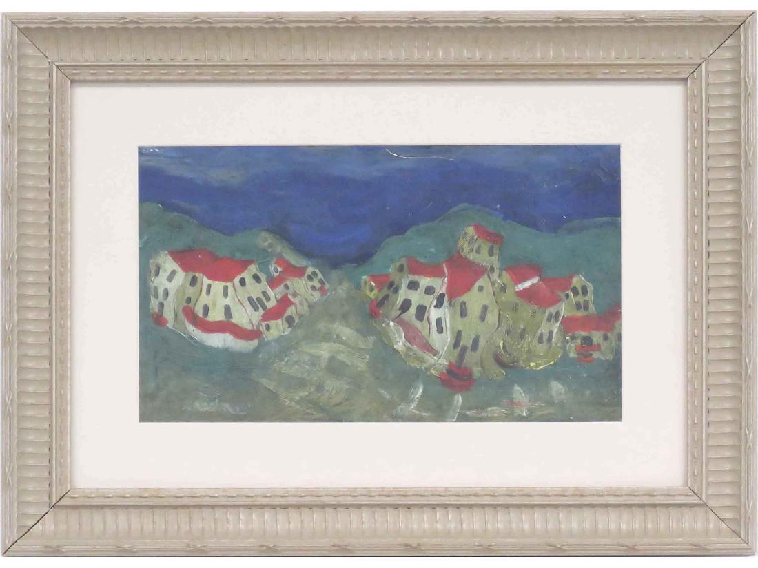 RUSSIAN SCHOOL (20TH CENTURY), OIL ON PANEL, VILLAGE, (1 of 3)