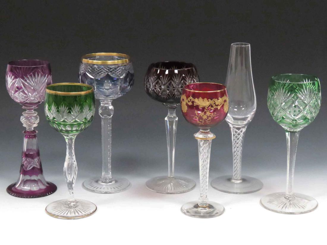 LOT (7) WINES INCLUDING (5) BOHEMIAN CUT-TO-CLEAR, GILT (1 of 4)