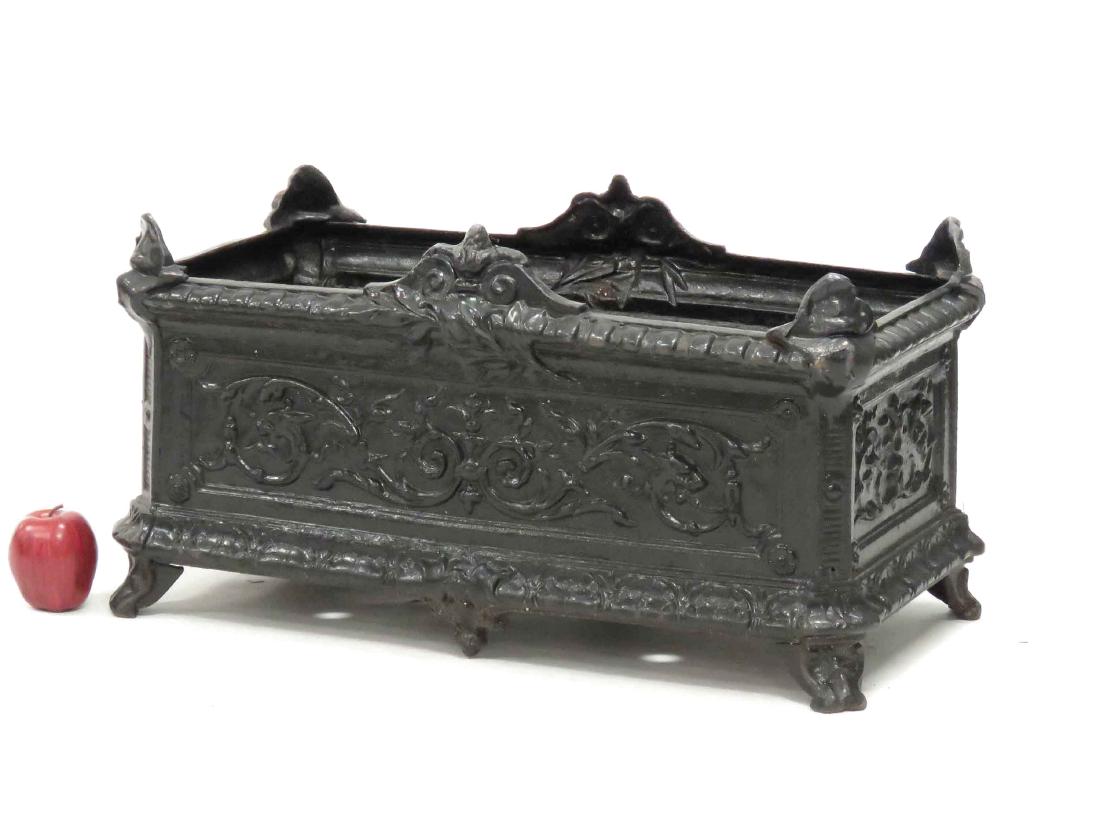 CLASSICAL STYLE CAST IRON BOX-FORM PLANTER. HEIGHT 15"; (1 of 3)