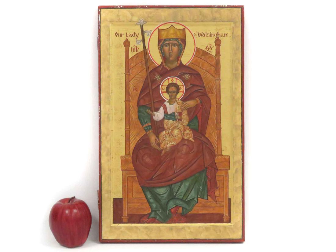 HAND PAINTED ICON ON WOOD PANEL, OUR LADY OF (1 of 2)