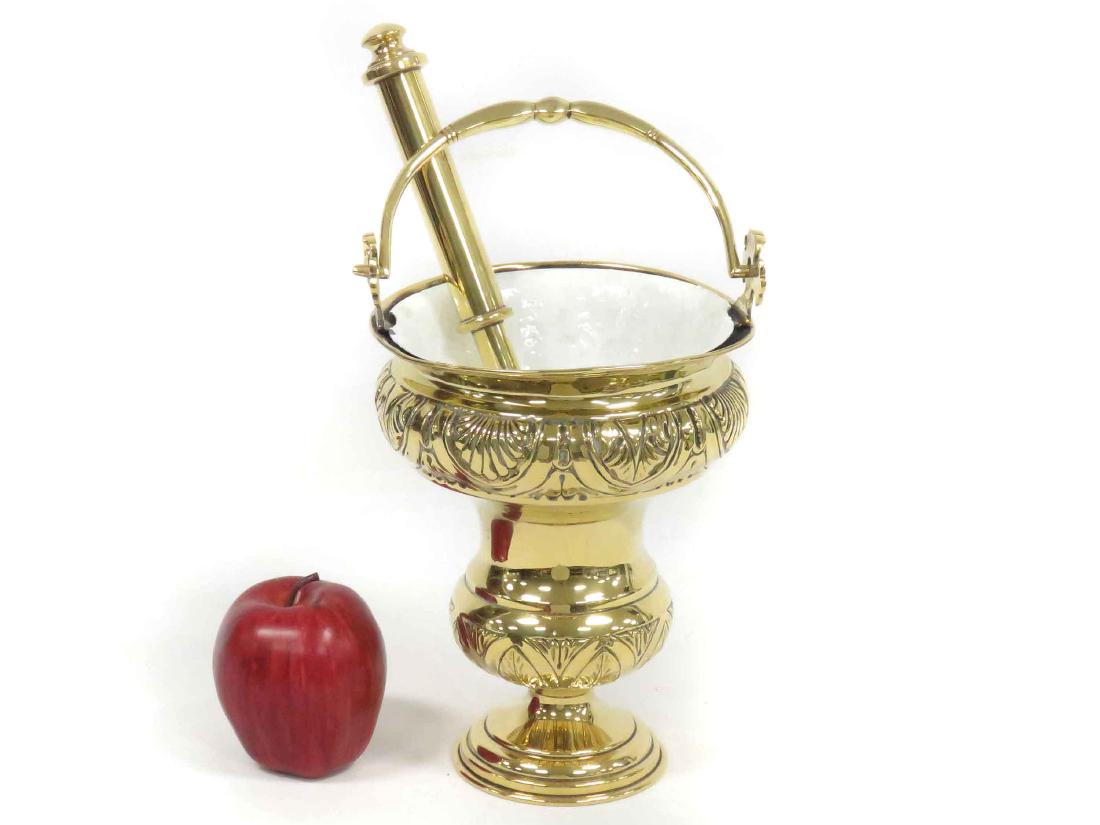 LOT (2) INCLUDING BRASS HOLY WATER CONTAINER, HEIGHT 13 (1 of 4)