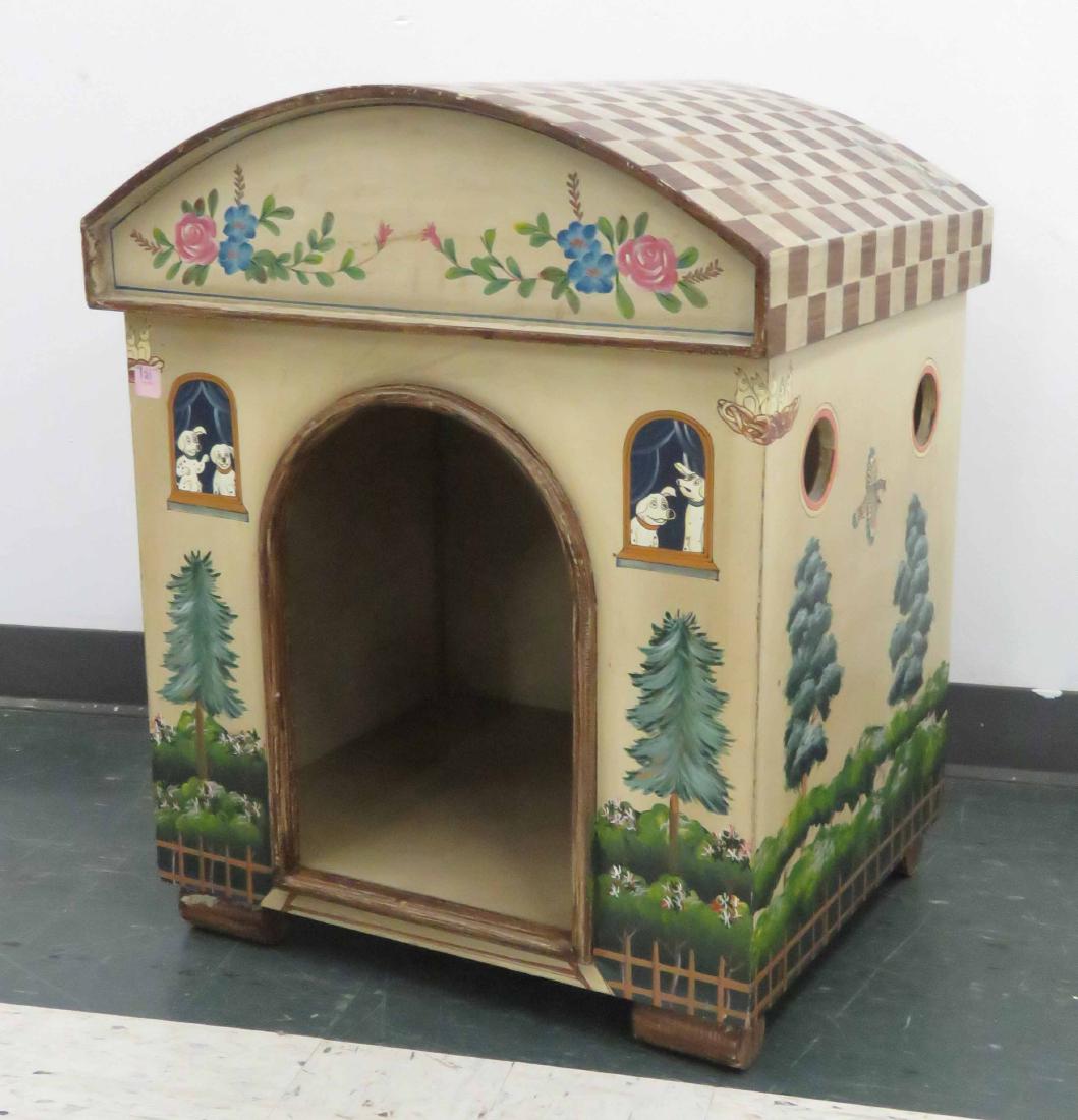 COUNTRY DECORATIVE PAINTED DOG HOUSE
