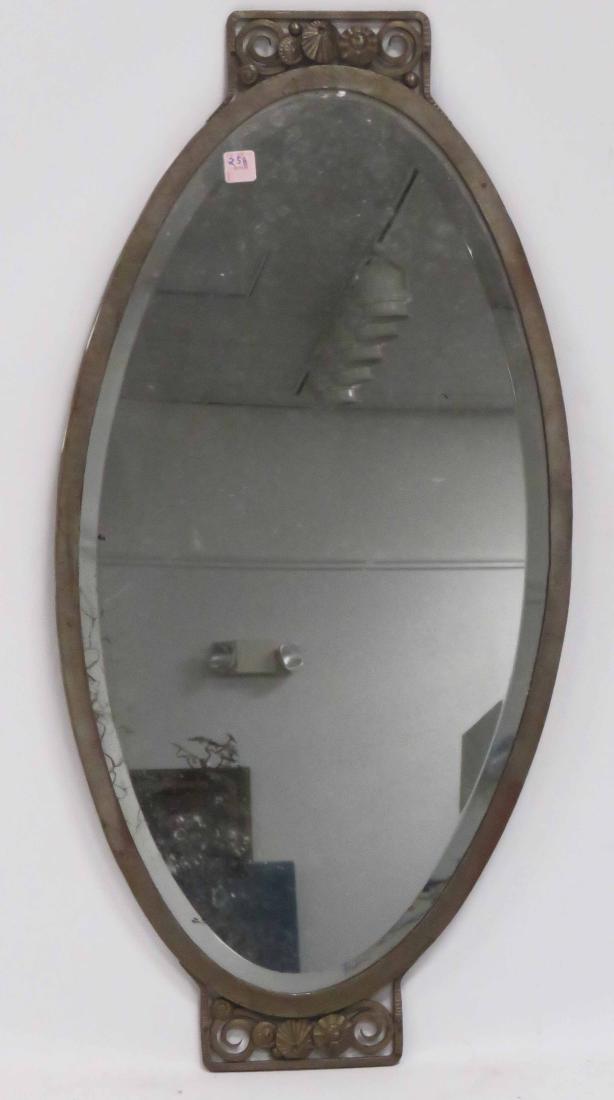 ART DECO FRAMED BEVELED OVAL MIRROR. 35 X 17" (1 of 1)