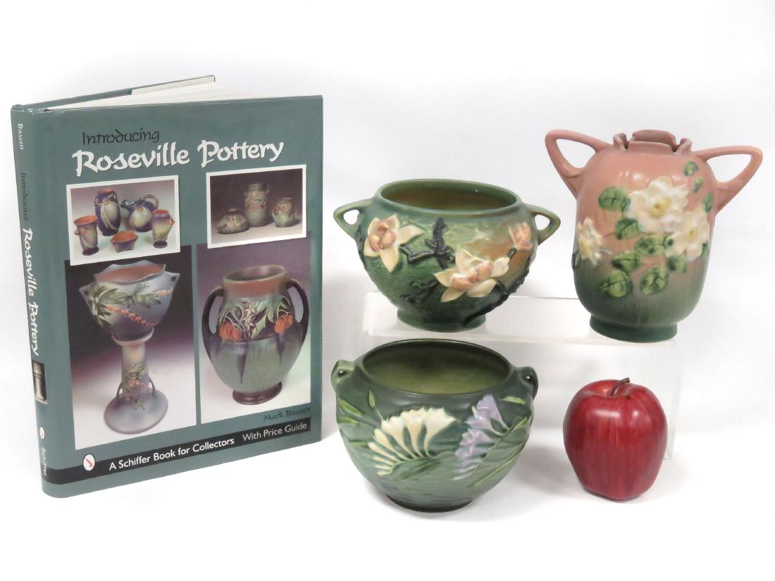 LOT (4) ROSEVILLE POTTERY INCLUDING FREESIA JARDINIERE, (1 of 3)