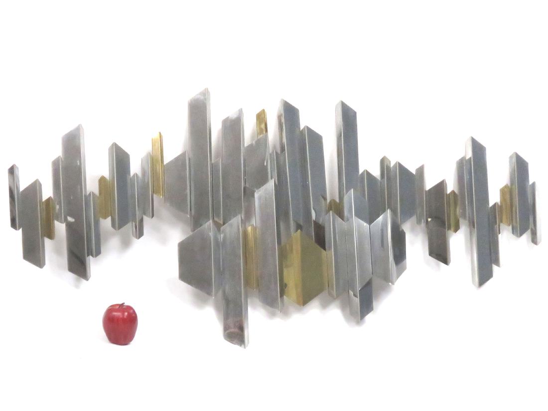 DESIGNER MODERN STAMPED STEEL/BRASS MODERNIST WALL (1 of 3)