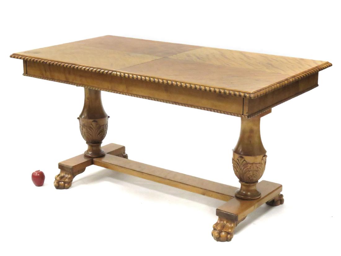 CLASSICAL STYLE CARVED MAPLE LIBRARY TABLE. HEIGHT 30"; (1 of 3)