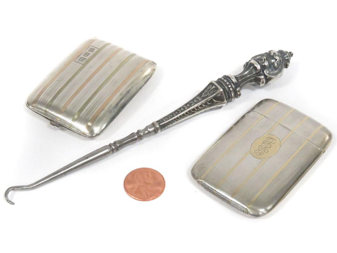 LOT (3) ART STERLING/14K INLAID MATCH STRIKE CASE & (1 of 4)