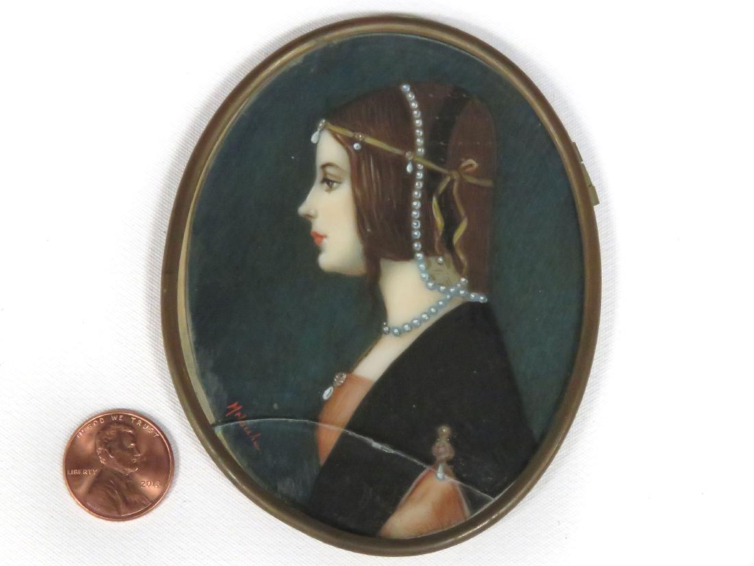 MINIATURE PAINTING OF BEATRICE D'ESTE, AFTER DAVINCI, (1 of 4)