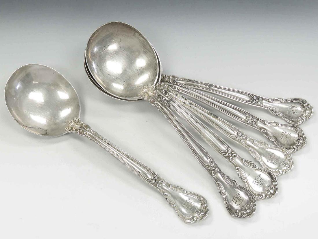 SET (6) GORHAM STERLING CHANTILLY CREAM SOUP SPOONS, (1 of 2)