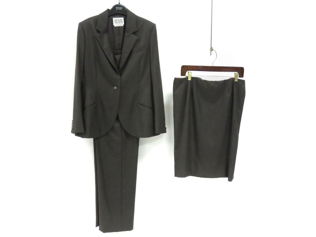 BILL BLASS BROWN IMPORTED FABRIC 3-PIECE PANT SUIT, (1 of 2)