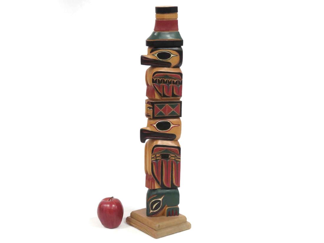 NW COAST (THINGET) CARVED RAVEN TOTEM, SIGNED LARRY (1 of 4)