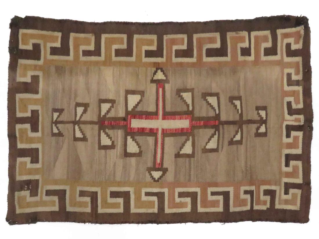 VINTAGE SW AMERICAN INDIAN RUG. 36 X 58" (OLD REPAIRS) (1 of 3)