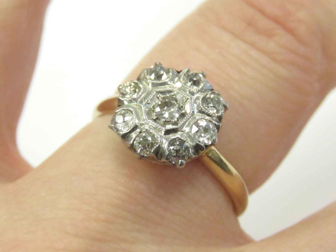 14K WHITE AND YELLOW GOLD EUROPEAN-CUT DIAMOND CLUSTER (1 of 3)