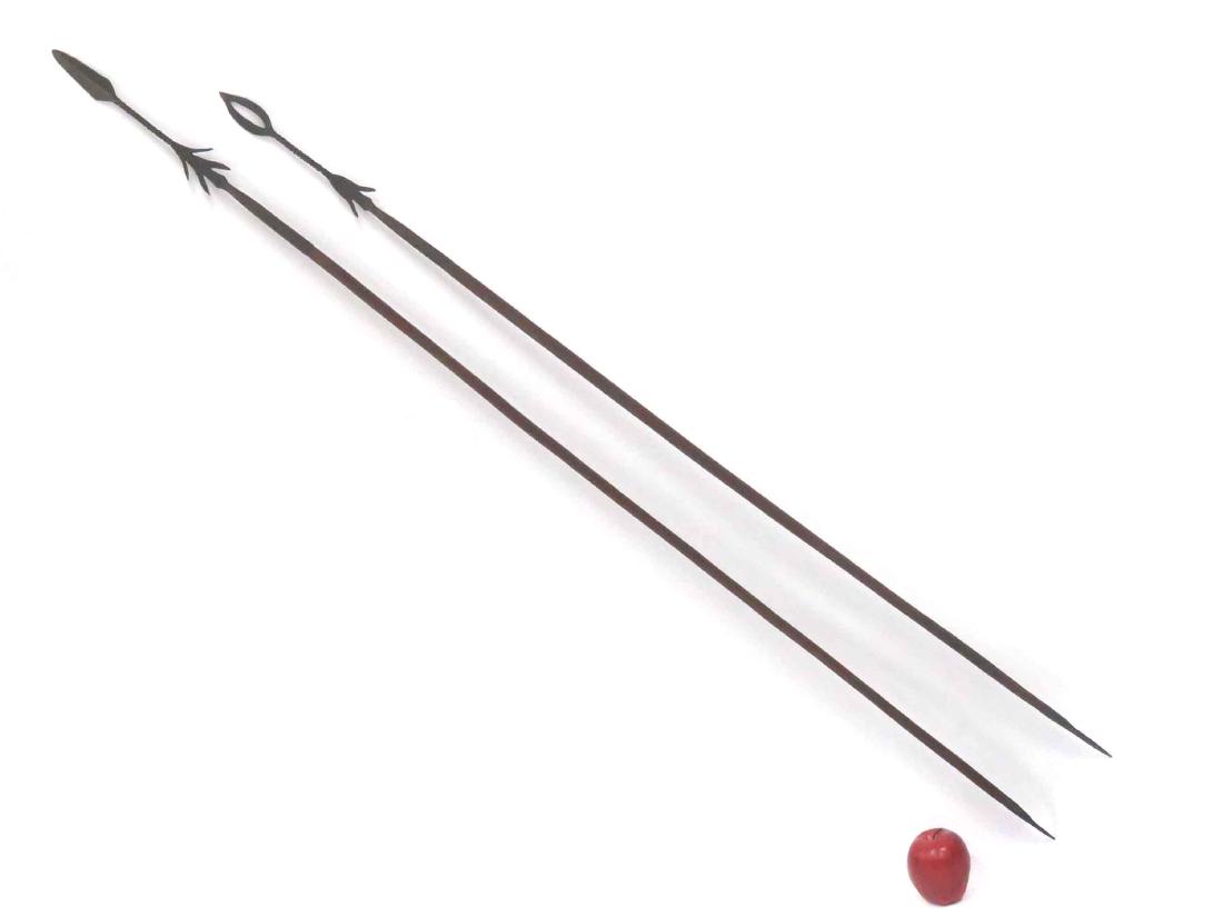 LOT (2) AFRICAN SPEARS WITH FORGED IRON POINTS. LENGTH (1 of 4)