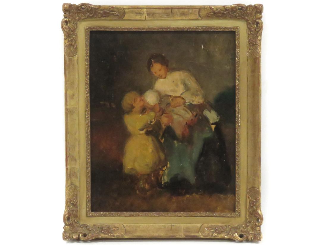 EUROPEAN SCHOOL (20TH CENTURY) OIL ON CARDBOARD, MOTHER (1 of 4)
