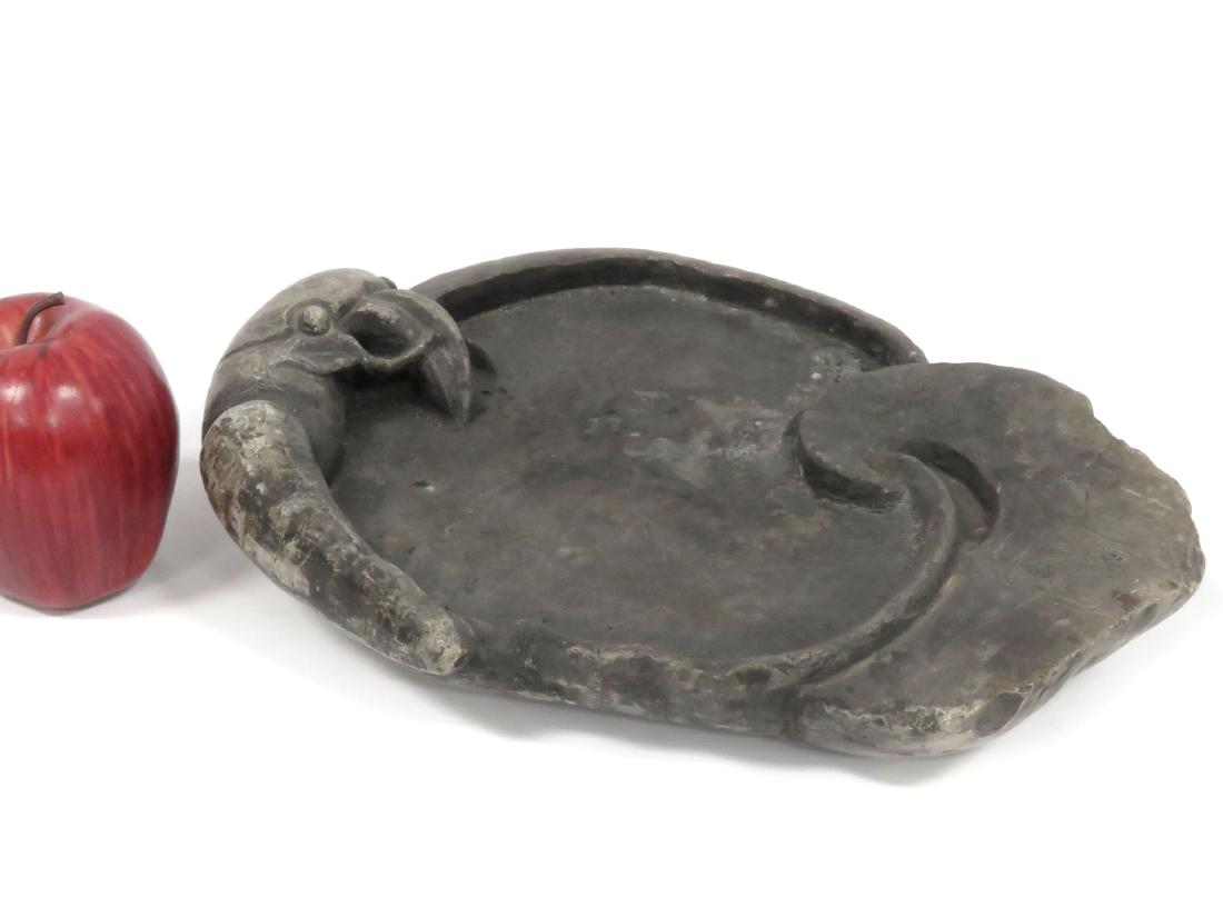 CHINESE CARVED INK STONE WITH CRAB, SIGNED. 9 1/2 X 11: CHINESE CARVED INK STONE WITH CRAB, SIGNED. 9 1/2 X 11 1/2"