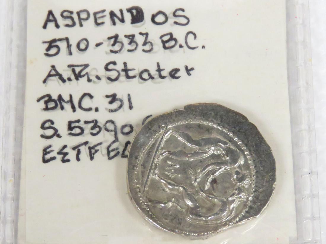 PAMPHYLIA ASPENDOS, AR STATER (WRESTLERS/SLINGER): PAMPHYLIA ASPENDOS, AR STATER (WRESTLERS/SLINGER) SILVER COIN (BC 510-333). 25MM