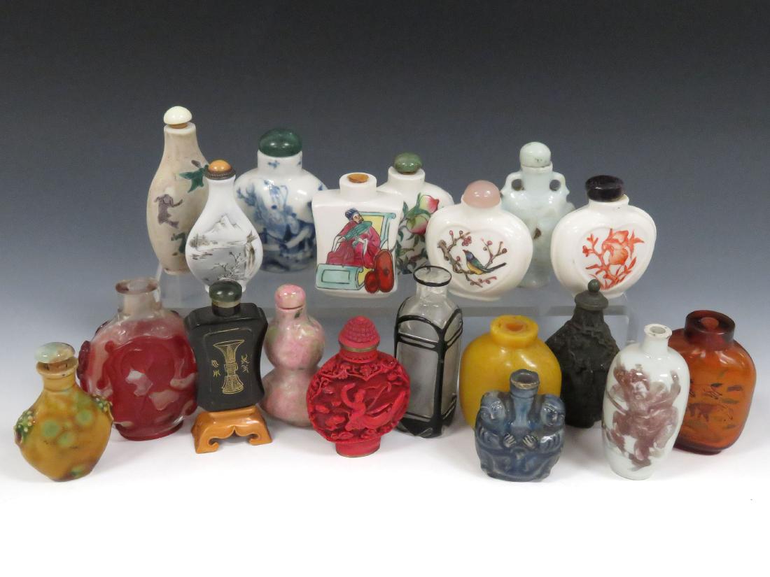 LOT (19) ASSORTED CHINESE SNUFF BOTTLES INCLUDING (1 of 6)