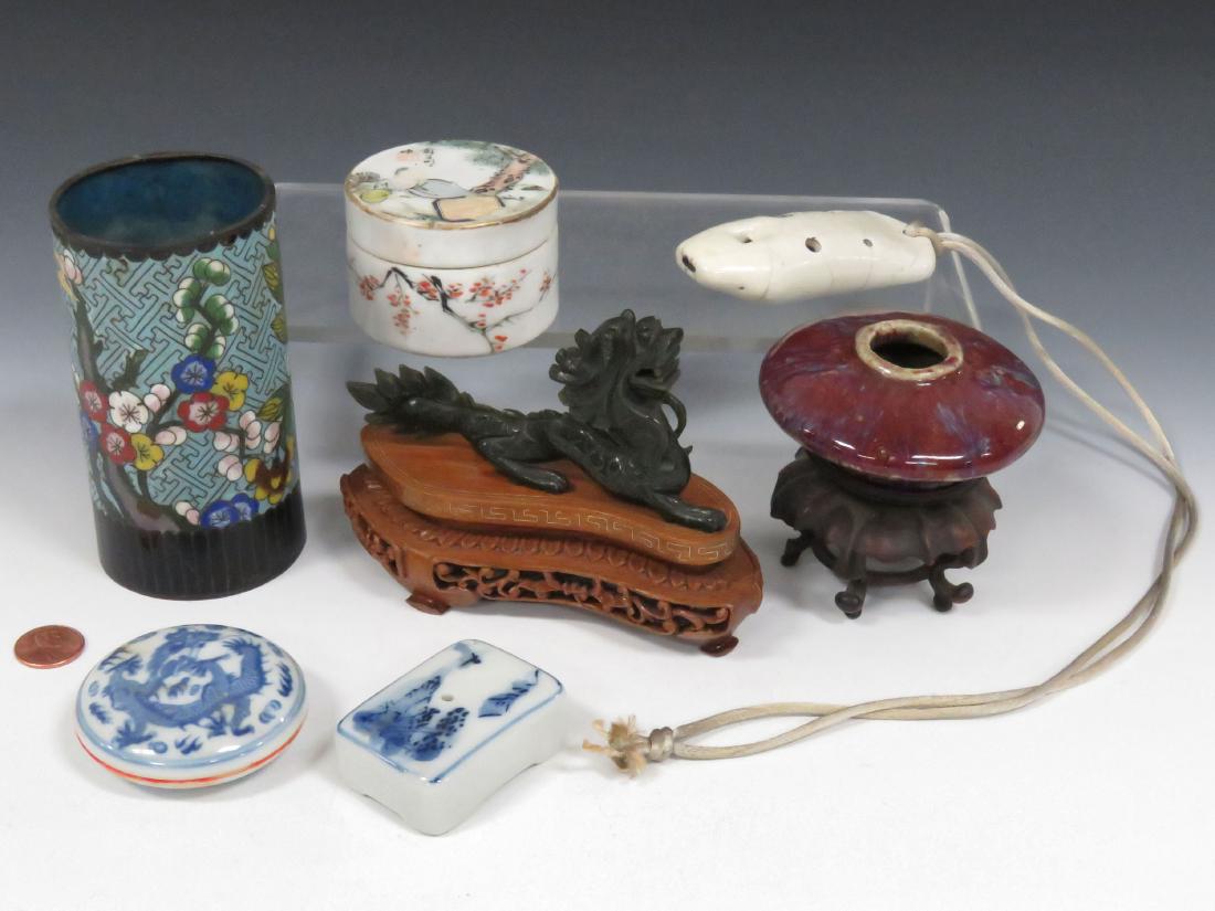 LOT CHINESE INCLUDING FLAMBE JARLET ON STAND, (2) (1 of 4)