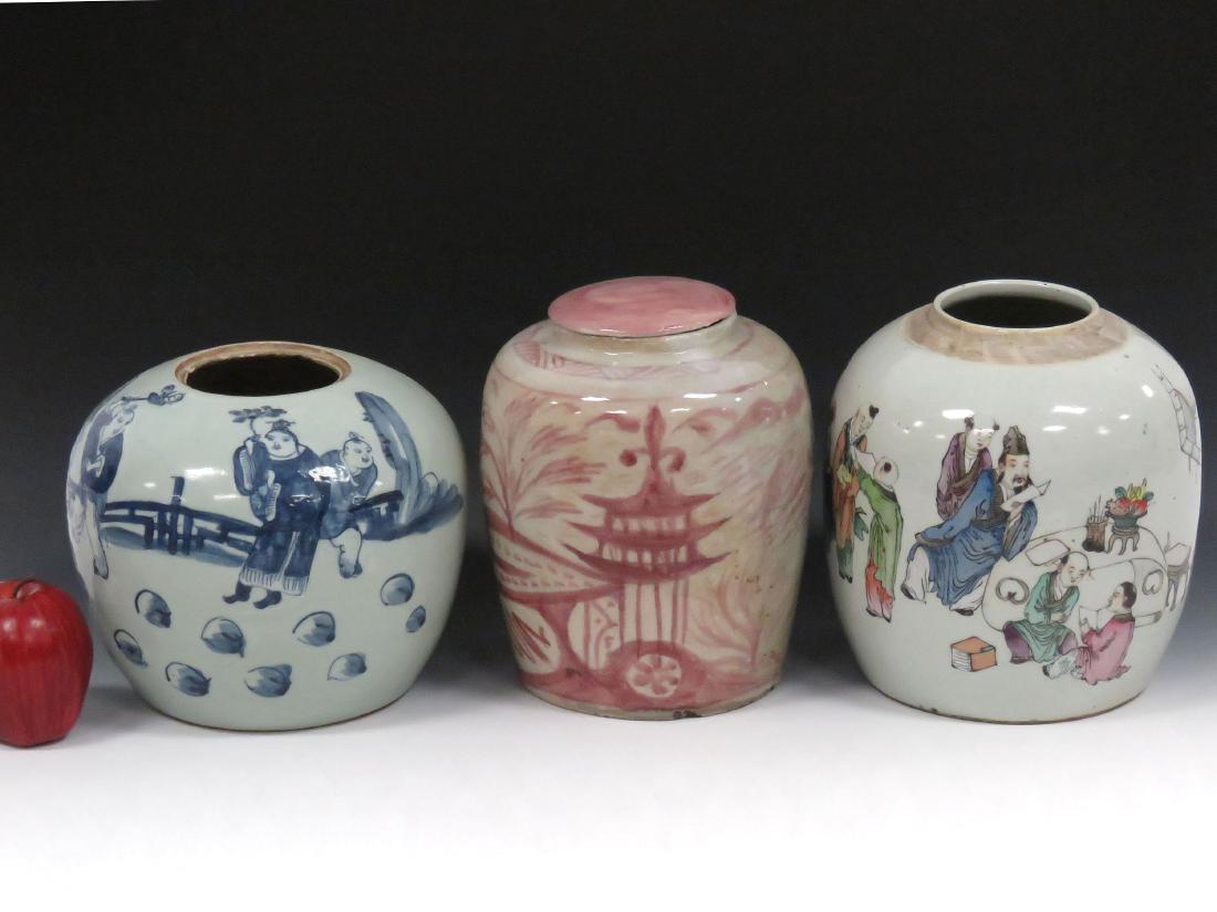 LOT (3) CHINESE PORCELAIN STORAGE JARS INCLUDING (1 of 4)
