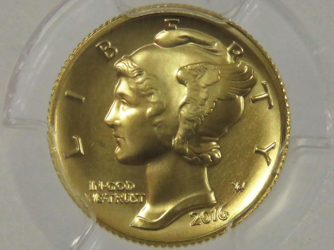 2016-W GOLD MERCURY HEAD DIME, 1/10 OZ COIN, PCGS (1 of 2)