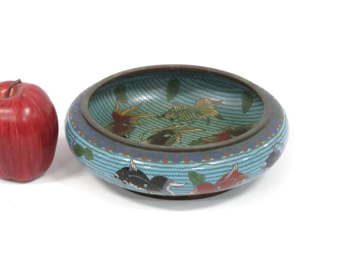 CHINESE CLOISONNE LOW BOWL, BEARING SPURIUS MING MARK, (1 of 4)