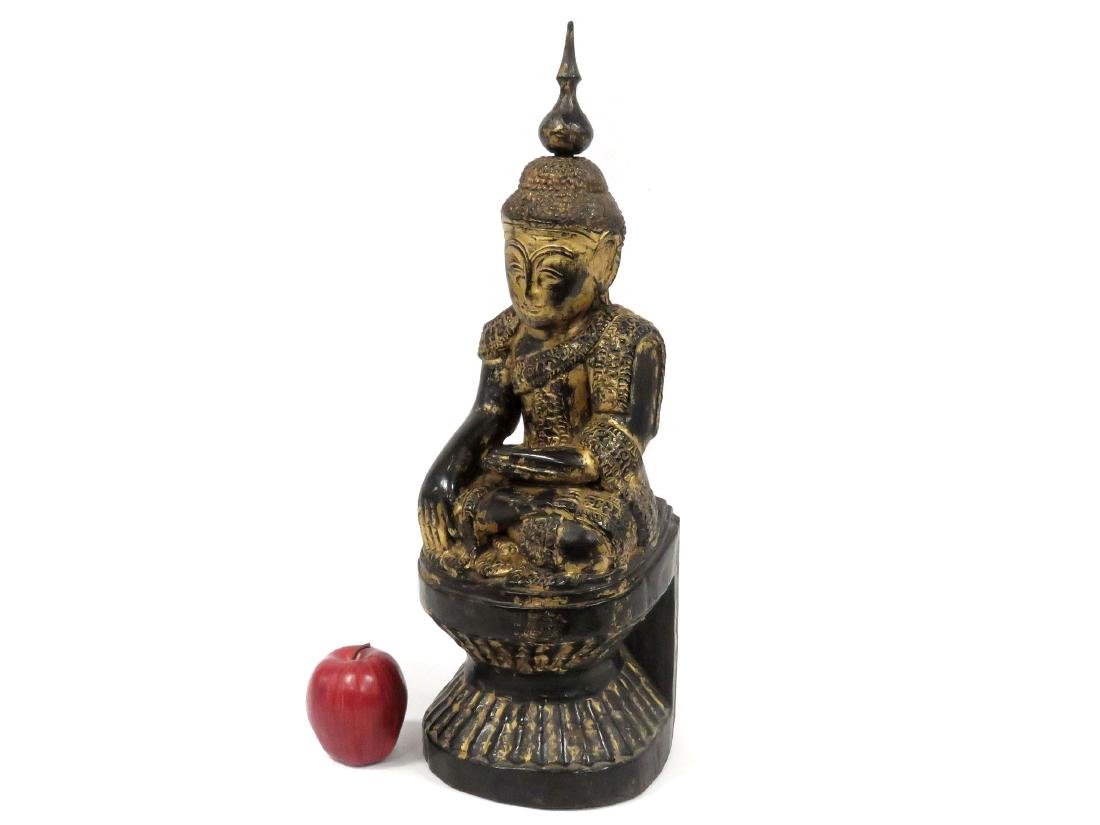 BURMESE CARVED, LACQUERED AND PARTIAL GILT SEATED (1 of 2)