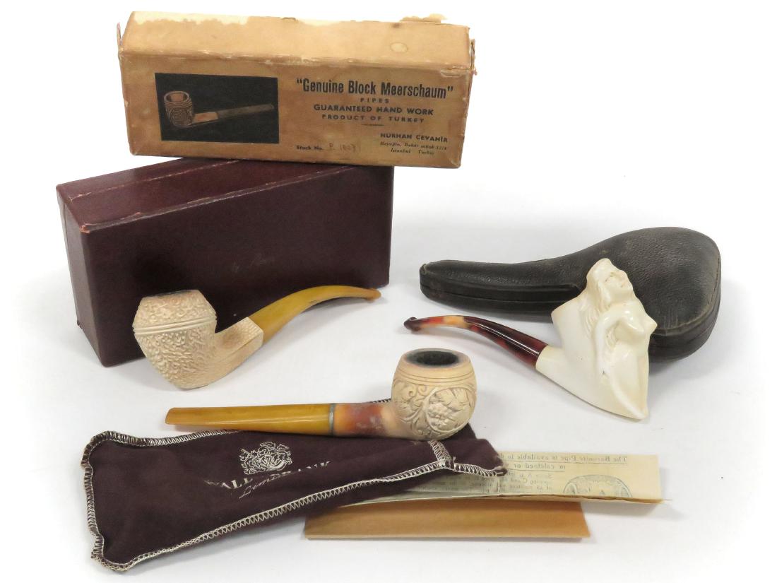 LOT (3) ASSORTED VINTAGE MEERSCHAUM PIPES INCLUDING (1 of 4)