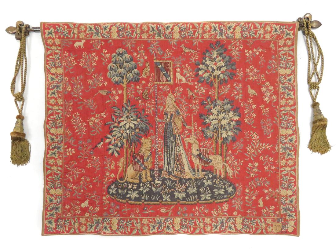 FRENCH WOVEN TAPESTRY, "LE TOUCHER", SIGNED. 38 X 45" (1 of 4)