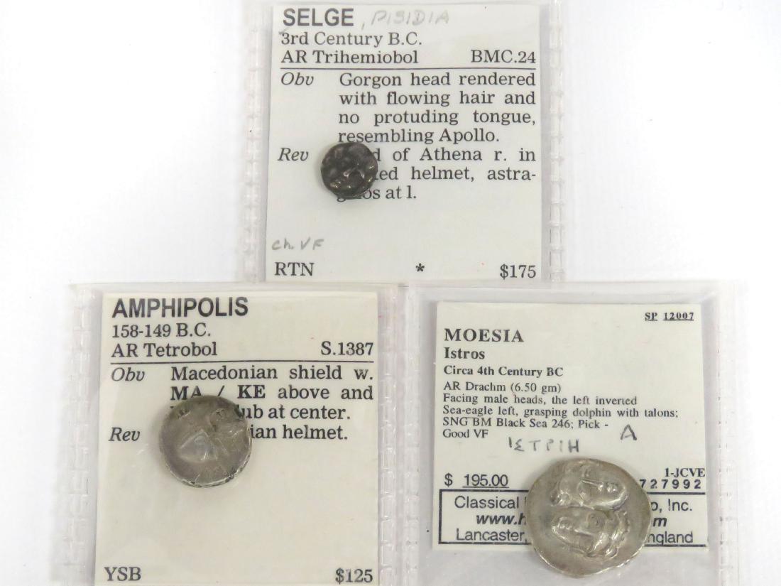LOT (3) ANCIENT GREEK SILVER COINS INCLUDING GREEK AR (1 of 1)