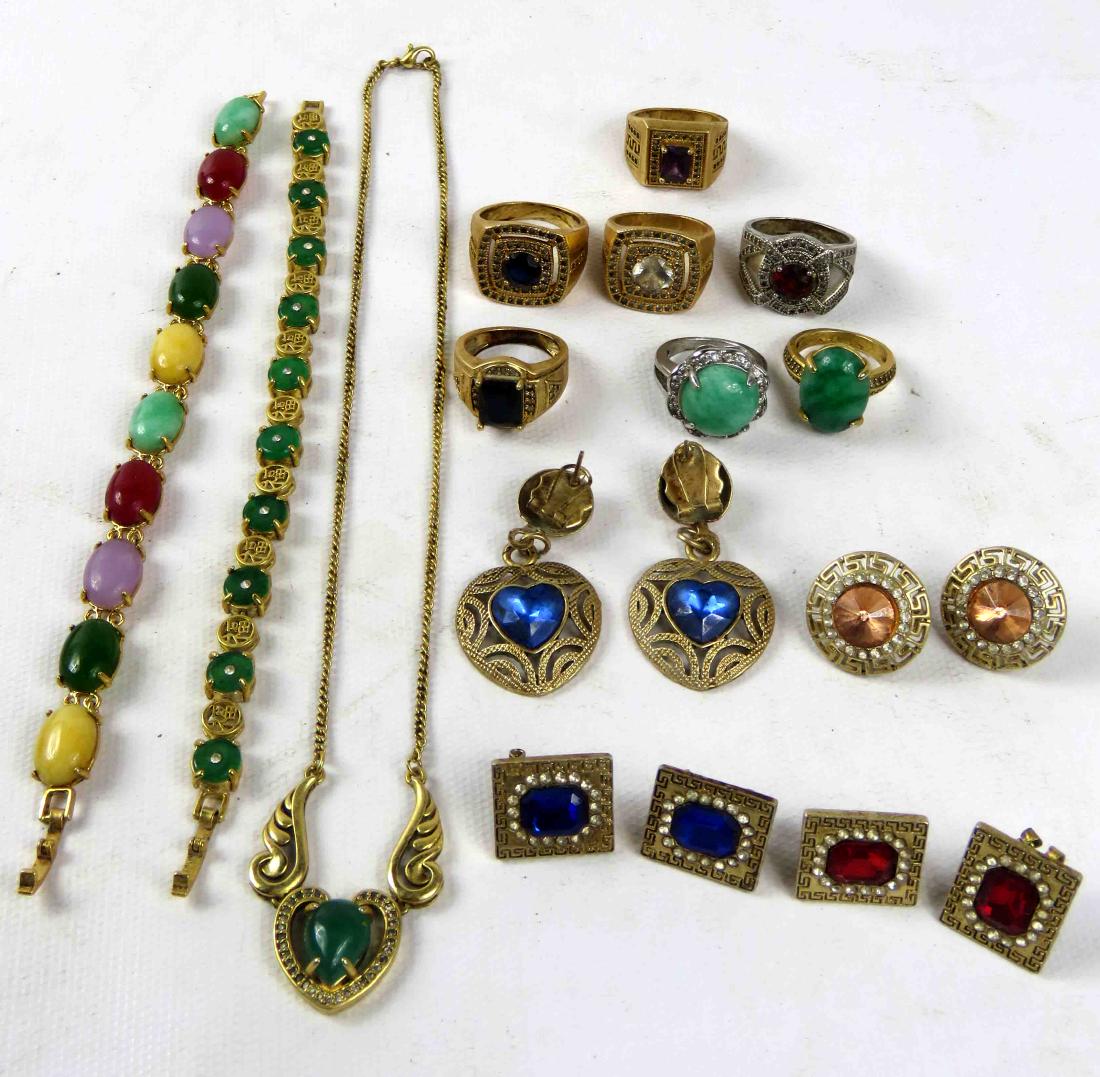 LOT ASSORTED CHINESE JEWELRY INCLUDING HARDSTONE, (1 of 2)