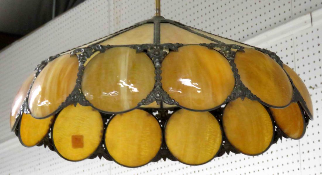 SLAG GLASS HANGING FIXTURE. DIAMETER 19": SLAG GLASS HANGING FIXTURE. DIAMETER 19"