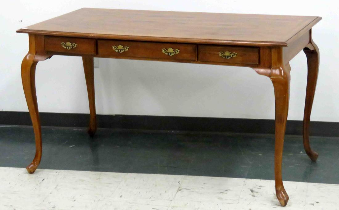 QUEEN ANNE STYLE OAK DESK. HEIGHT 30"; TOP 27 X 54" (1 of 1)