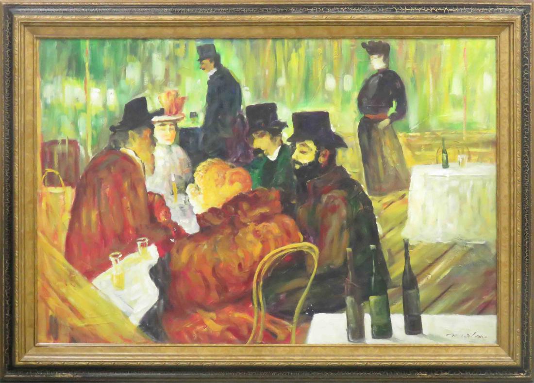 FRENCH SCHOOL (20TH CENTURY), OIL ON CANVAS, CAFE (1 of 1)