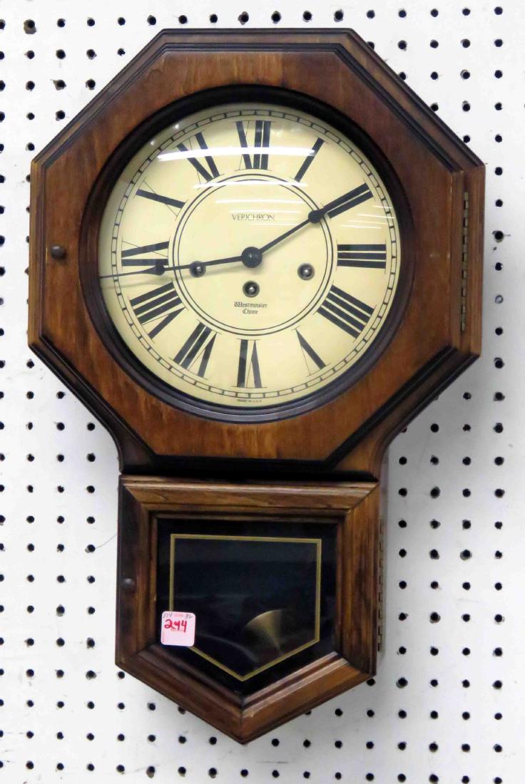 VERICHRON SCHOOL HOUSE CLOCK WITH WESTMINSTER CHIMES.