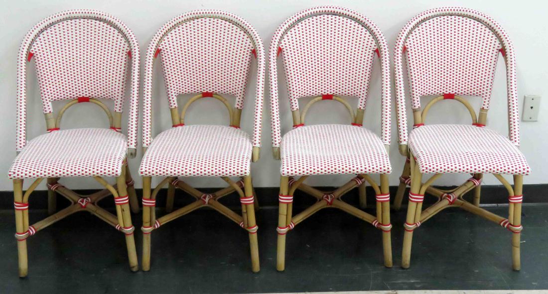 SET (4) OUTLOOK RED/WHITE PLASTIC WICKER SIDE CHAIRS (1 of 1)