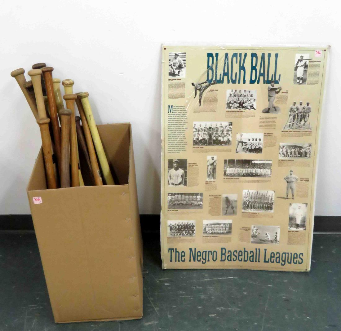 LOT INCLUDING ASSORTED VINTAGE BASEBALL BATS AND BLACK (1 of 3)