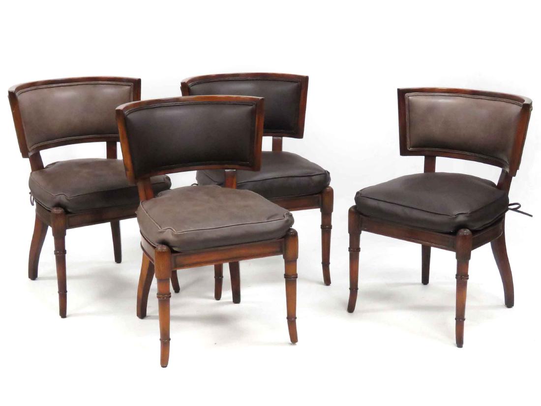 SET (4) REGENCY STYLE CARVED WALNUT SIDE CHAIRS WITH (1 of 4)