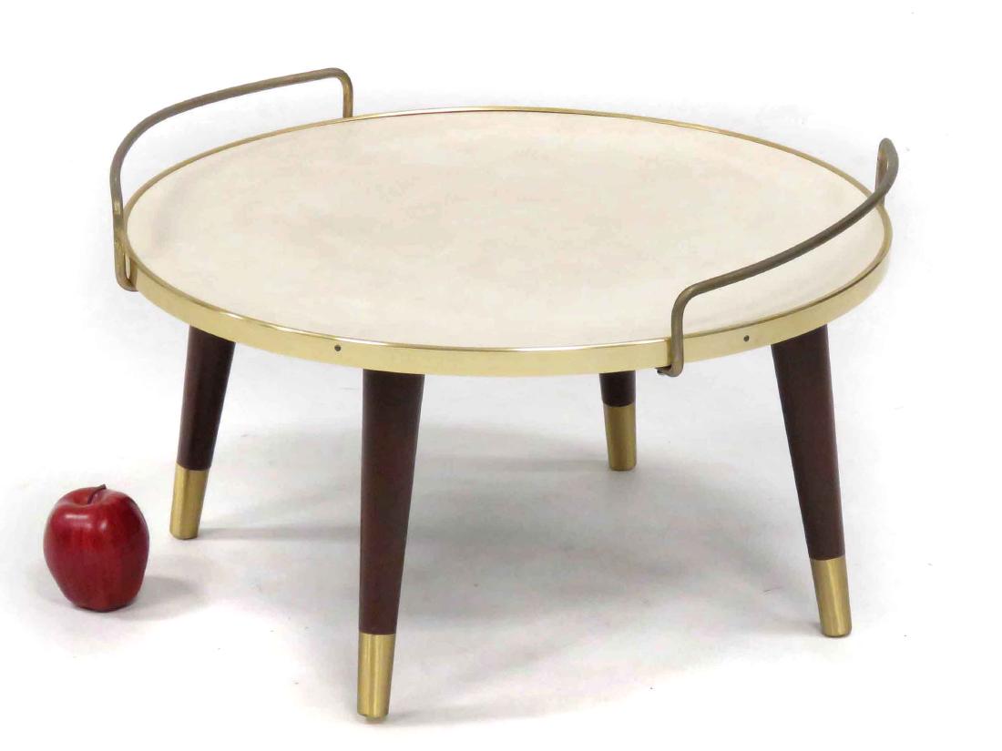 MID-CENTURY MODERN LOW TRAY/TABLE. HEIGHT 11"; DIAMETER (1 of 2)