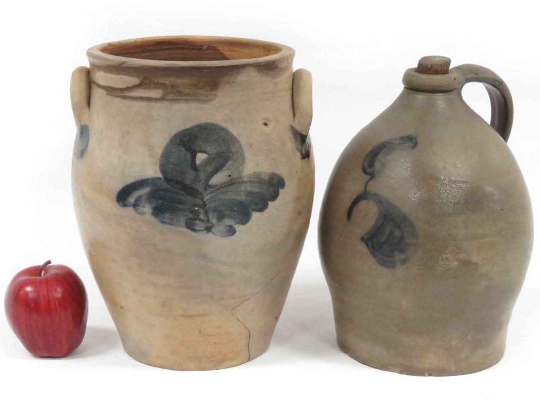 LOT (2) NORTHEASTERN DECORATED STONEWARE, UNSIGNED, (1 of 3)